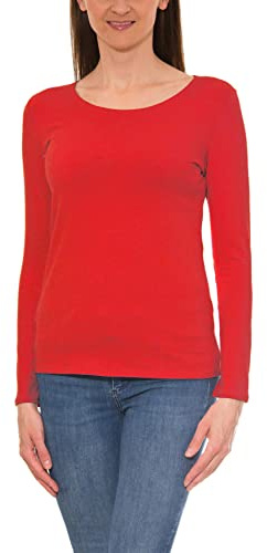 Alkato Damen Langarm Shirt mit O-Ausschnitt