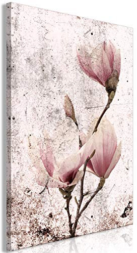 decomonkey Bilder Blumen 80x120 cm 1 Teilig Leinwandbilder Bild auf Leinwand Vlies Wandbild Kunstdruck Wanddeko Wand Wohnzimmer Wanddekoration Deko Magnolie Pflanzen