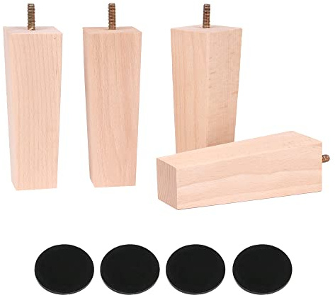 RDEXP Lot de 4 pieds de canapé en bois de rechange pour fauteuil, armoire, pieds droits couleur bois M8