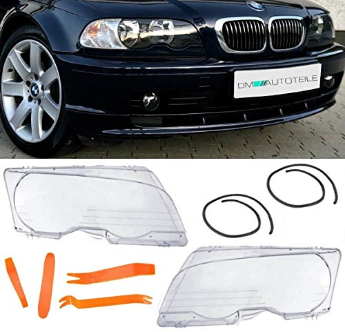 DM Autoteile Scheinwerferglas SET + PVC Werkzeug passend für E46 Coupe Cabrio Vorfacelift 99-03