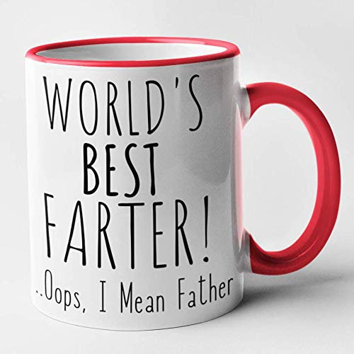 Mug humoristique avec inscription « World's Best Farter Oops I Mean Farther » Rouge