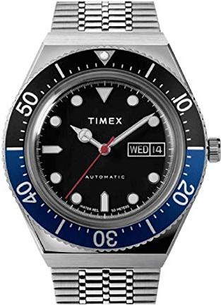 Timex 38 mm M79 Black/Blue Auto Silver Case Black Dial Silver Bracelet Silver/Black/Silver One Size