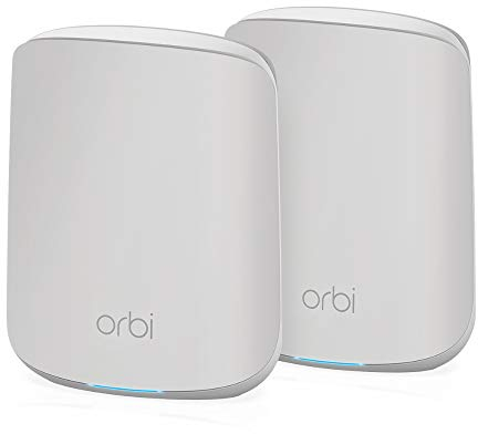 NETGEAR Orbi Mesh WiFi 6 350 Vecchia generazione RBK352, Router WiFi 6 e 1 extender mesh, WiFi 6 Veloce AX1800 Dual Band, copertura WiFi Mesh fino a 200 m², Kit da 2, Sostituisce Router + Extender