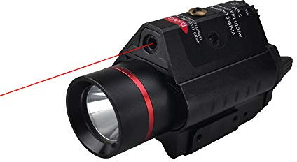 FESOITTY Torcia Combo laser rosso verde 200 Lumen Luce per armi Picatinny Torcia per montaggio su guida (Red Laser)