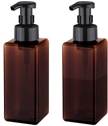 UUJOLY Schaumseifenspender, 650 ml, nachfüllbar, Kunststoff, Pumpflasche für Flüssigseife, Shampoo, Duschgel (2 Stück) (Bernstein)