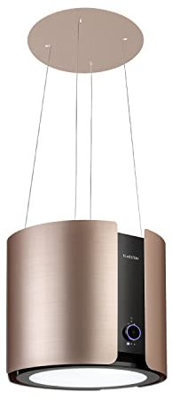 Klarstein Skyfall Smart - Island Hood, App and Gesture Control, Dimensions: 45 x 42 cm (ØxW), Freely Hanging, Recirculation Mode/Exhaust Air, 3 Levels, 402 m³ / h, 200 W, LED Lighting, EEC C, Gold