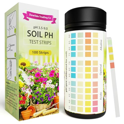 Soil pH Testing Kit – 100 Test Strips – Use for Garden Home Lawn Farm Outdoor and Indoor Plants