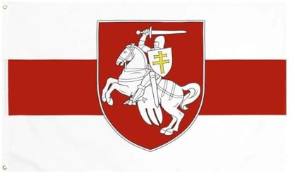 TOSSPER Weiß Ritter Pferd Flagge Banner - Weiß Rot Weiß Flagge - Weißrussland Freiheit Pagagonia Wappen - Weißrussland Banner Flagge Im Freien