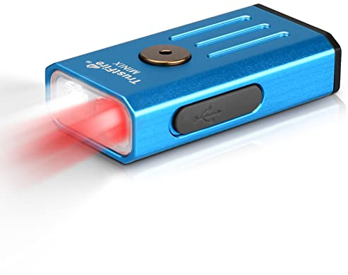 TrustFire Mini linterna llavero, linterna 2 en 1, luz roja, 5 modos de luz, linterna LED pequeña para camping, senderismo, visión nocturna, pesca nocturna, emergencia azul