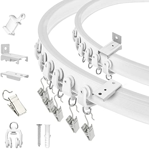 TOKPLNU Flexible, biegbare Decken-Vorhangschiene, für Vorhangschienen-Wandmontage, gebogenes Vorhangschienen-System-Set für Wohnmobil, Erkerfenster, Raumteiler, 4,3 m