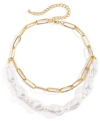 Skcess Perlenkette Lang, Perlenkette Damen Perle Form Gedenktag Gedenktag und Geburtstagsgeschenk