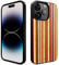 iATO iPhone 14 Pro Magnetic Wood Case. Unique & Classy Shockproof Protective Cover. Compatible with MagSafe & Wireless Charging Real Wooden Overlay on Soft Black TPU - Multicolor Skateboard
