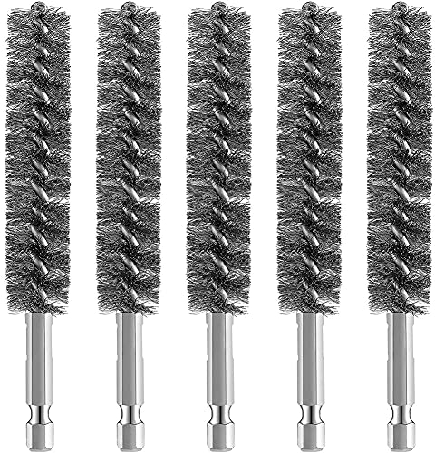 Pokhdye Stainless Steel Bore Brush Wire Brush for Drill Cleaning with Hex Handle