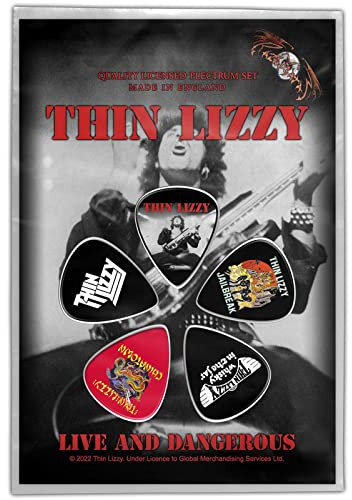 Thin Lizzy Plectrum Pack Live And Dangerous Nue offiziell Schwarz Set Of 5 One Size