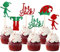 24 Stück Weihnachten Elf Cupcake Toppers Glitter Santa Hut Elf Legs Cupcake Picks I'm Back Kuchen Dekorationen für Winter Merry Christmas Thema Neujahr Urlaub Geburtstag Party Supplies