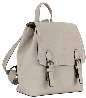 SEVENTEEN LONDON – Anspruchsvoller 'Kensington' Rucksack aus hellgrauem und weichem PU Kunstleder im Bürostil – 8L