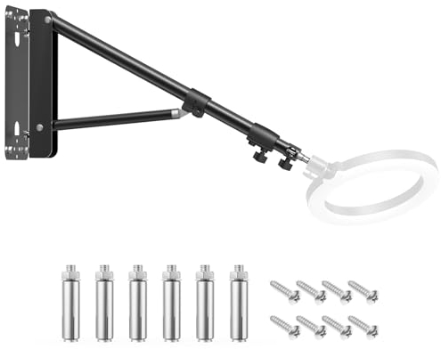 SEDGEWIN Dreieck Galgenarm, 51 Zoll Einstellbare Wandhalterung für Ringlicht, 180º Rotation Kamera Halterung für Fotografie Studio, Stroboskopblitz, Softbox, Ringlicht, Regenschirm