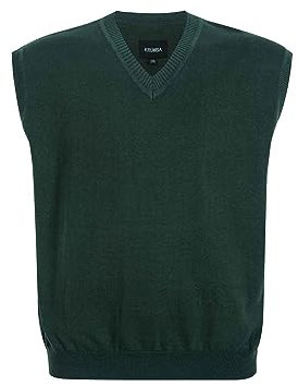 Krumba Uomini Maglione Gilet per più Misurare: Grande Alto V Collo Senza Maniche Lavorare Maglia Cotone Maglione Verde 4XL