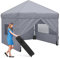 Leadyeah Faltpavillon 3x3 Wasserdicht - Pop Up Mit 4 Seitenwänden, Gartenpavillon Mit Mesh-Fenstern, Metall-Verstrebungen für Freien, Garten, Party und Flohmarkt - Grau