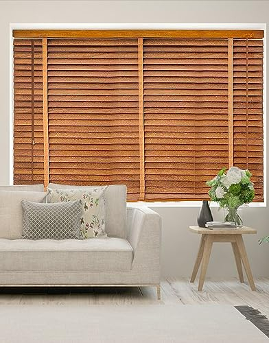 BOTOWI 60~140cm Holz Jalousie Holzjalousie Schwarze Holzfensterjalousien, Fenster Rollos für Innen, Innenjalousien Jalousien, Verdunkelungsrollos Fenster Jalousien Innen,Braun,60Wx180L(cm)