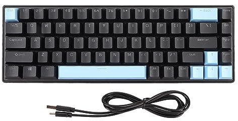 ciciglow Wired Gaming Keyboard, RGB Backlit Compact Mini Keyboard 68 Keys USB C Keyboard Mechanical Blue Switch, for PC Gamer, Travel, Easy to Carry (Black Blue)