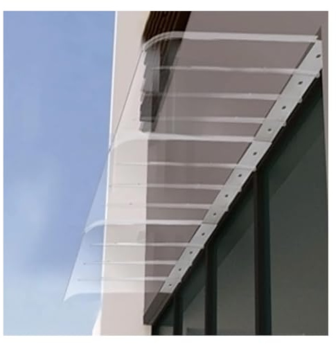 Vordach für Vordertür, Außenmarkise, UV-Schutz, transparente Polycarbonat-Abdeckung, unsichtbares Fenster, Regenschutz, Überdachung für Garten, Veranda, Dachvordach, ausziehbar (Farbe: Trans