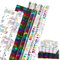 Geschenkpapier Geburtstag Rolle, 3 Rolle Buntes Geschenkpapier mit Metallfolie, 3 Verschiedene Designs Happy Birthday Geschenkpapierrolle für Geburtstagsanlässe, 43cm x 300cm pro Rolle