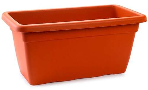 Acan Tradineur - Jardinera de plástico sin Plato, macetero con Agujeros de drenaj, Modelo PLFT, Tiesto Rectangular, Plantas, Flores, balcón, hogar, Fabricada en España (Marrón, 100 cm)