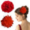 KSJEHW 2 Stücke Chiffon Blumen Blütenblatt Haar Clip Barrettes Zubehör Alligator Clip Mädchen Headwear Kopfschmuck Blume Mädchen Frauen Party Strand Hochzeit Hawaiian Flowers Haarclip(Rot