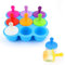 KEWUZY Moulle a Glace en Silicone sans PBA, 9 Cellules Bebe avec Bâtonnets en Plastique Colorés, Moule à Glace Réutilisables Démoulage Facile pour la Préparation de Popsicles Crèmes Glacées (Bleu)