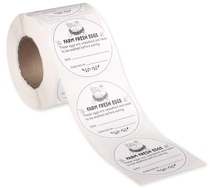 500st Aufkleber mit Frischen Eiern Vom Bauernhof, 5cm Eieraufkleber Runde Eier Aufkleber Etiketten Eierkartonaufkleber für Frische Eier Hühner und Wachtelei Verpackungsaufkleber