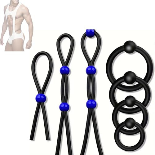 Set da 7 pezzi di corda in silicone nero, può essere ritardato