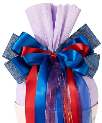 BOFUNX Schultütenschleife Dunkelblau Rot Schultüte Schleife Zuckertütenschleife für Jungen - 60×20cm Schleife Schultüte Zuckertüte Deko Schulanfang Einschulung Deko
