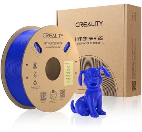 Creality Hyper PETG Filament 1,75 mm Hochgeschwindigkeit 50 – 600 mm/s, 3D-Druckerfilament Maßgenauigkeit +/- 0,02 mm, 1 kg Kartonspule (2,2 lbs), passend für die meisten FDM 3D Drucker - Blau