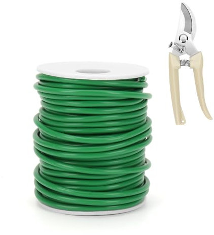 GALOZZOIT 3,5mm x 20 m Bindedraht Grün,Pflanzendraht,Pflanzenbinder Weich,Gartendraht,Dicke Blumendraht für Bündel, Zäune und Pflanzenstützen im Garten(Inklusive Gartenschere）