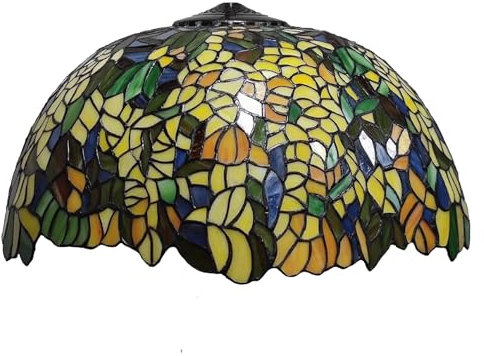 Fiunkes Ersatz-Lampenschirm aus Wisteria-Glas, grün-gelb-Blauer Lampenschirm aus Buntglas, 18-Zoll-Lampenschirm im Tiffany-Stil, nur für Tischlampen, Deckenlampen, Stehlampen, Inselbeleuchtung