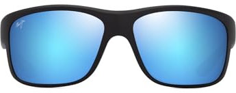 Maui Jim Unisex Southern Cross Sunglasses, Matte Black/Blue, 63-15-120