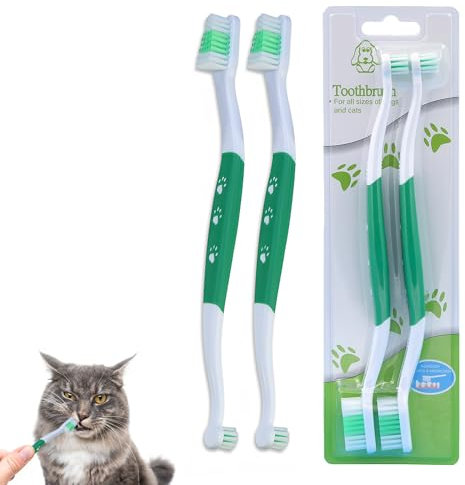 2Pcs Dog Toothbrush & Cat Toothbrush, Multi-Angle Dog Teeth Cleaning Products, Dog Teeth Cleaning to Reduce Plaque Tartar Formation, Dog Tooth Brush for Small Medium, and Large Pets
