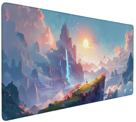 Mauspad XXL 700x300mm für alle Maustypen (Kugel, Optisch, Laser) mit Stark Haftender Unterseite Schreibtischunterlage für Optimalen Halt Gaming Mauspad, Geschenke für Männer und Frauen GrüN (Berg) G-X