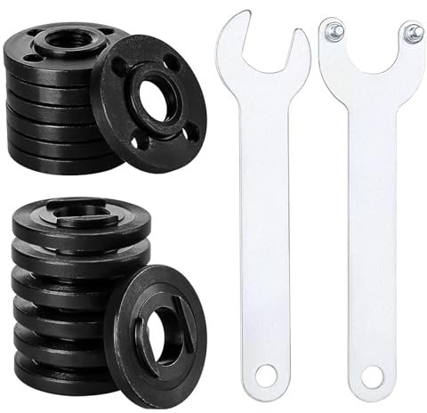 14pcs Angle Grinder Nuts, 2 Angle Grinder Wrench Spanner & 14 Angle Grinder Flange Nuts, 5/8-11 Grinder Angle Metal Lock Nuts Compatible with Dewalt Bosch Milwaukee Makita Ryobi Metabo Grinder Nuts