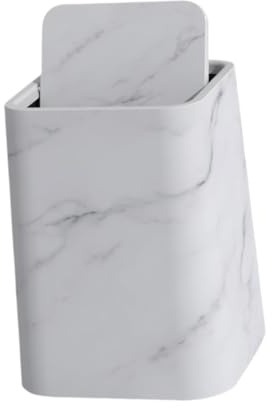 Sharplace Imitation Marble Grain Bathroom Trash Can Marble Look Garbage Basket Reusable Square Waste Bin Garbage Container Household Trash Bin for Living Room Home, S White