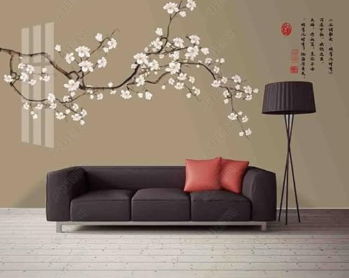 Papier Peint Intissé Magnolia Poster Tableaux Muraux Tapisserie Photo Trompe L'Oeil Salon Chambre Art Mural 400Cm(L) X280Cm(H)