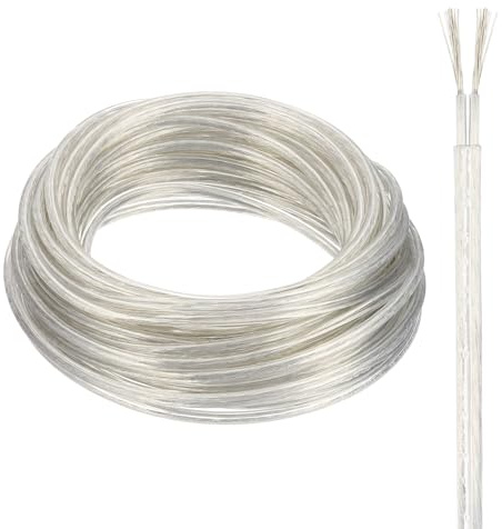 sourcing map PVC Covered Wire 2 Core Sheath Power Cord 18AWG 20m/65.6ft, Electrical Cable for LED Lamp Wire Audio Cable Speaker Line Clear