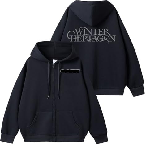 G7 Album Winter Heptagon Hoodie 2025 Support Bedrucktes Merch Sweatshirt Baumwoll-Reißverschluss-Shirts(Black-Fleece,M)