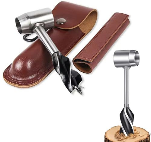 Bushcraft - Taladro manual para madera: juego de brocas Bushcraft, broca de supervivencia con funda para camping, Bushcraft, supervivencia al aire libre