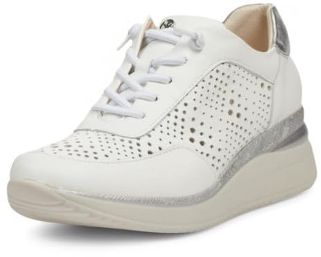 PITILLOS - Zapato Casual de Piel, Deportiva Calada con cuña, cordón elástico, Suela de Goma, para: Mujer Color: Blanco Talla:39