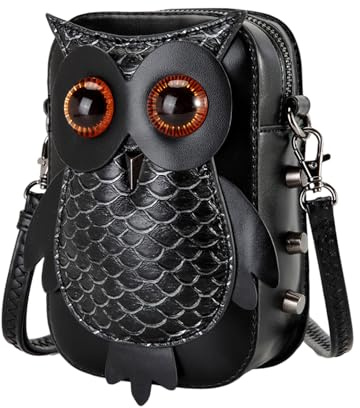 Ldabrye Handtaschen für Damen, Cartoon-Eule, PU-Leder, Crossbody-Tasche für Damen, stilvolle und funktionale Schultertasche, mittelalterliche Umhängetasche für den Alltag, Farbe 1, Einheitsgröße