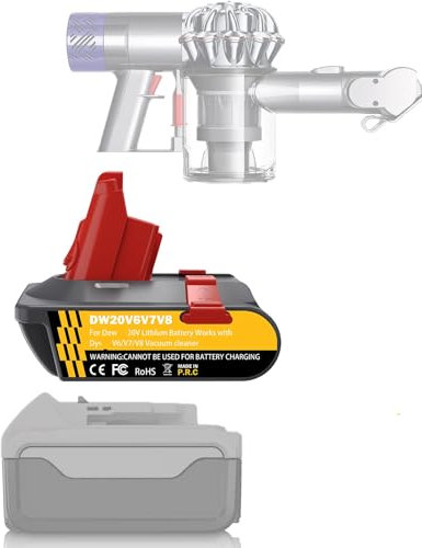 V6 V7 V8 Battery Adapter for DeWalt 20V Lithium Battery Convert to Work for Dyson V6 V7 V8 Animal Absolute Motorhead Fluffy Vacuum