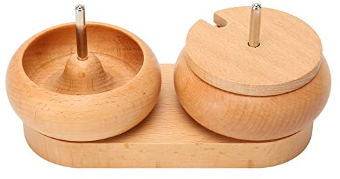 Bead Spinner Bowl Bead Spinner Bowl Polished Wood Cover Metal Shaft Stable Oval Base Maker Loader Clay for Jewelry Making