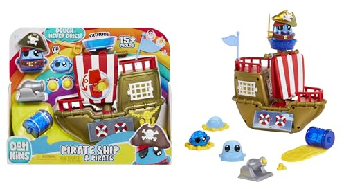 MGA Entertainment DohKins Pirate Ship Playset & Pirate - Knete Trocknet Nie Aus, Glutenfrei, Geeignet für Sammler und Kinder ab 3 Jahren